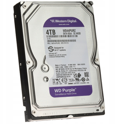 Внатрешен диск Western Digital WD44PURZ, 4TB, 3.5", за DVR NVR, виолетов