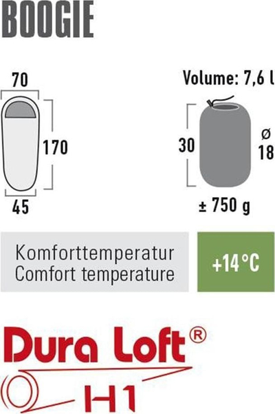 Qese fjetjeje High Peak Boogie, 170 cm, +14°C, blu portokalli