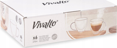 Set filxhanësh Vivalto, 6x270 ml, xham me mure të dyfishta, transparent