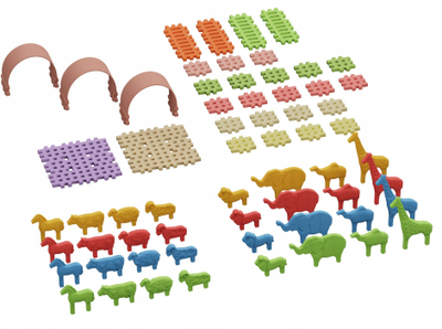 Set ndërtimi Marioinex Mini Waffle Animals, 62 pjesë, shumëngjyrësh