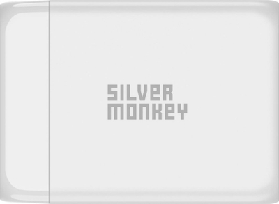 Karikues GaN Silver Monkey 200W, 3x USB C PD, USB A QC 3.0, i bardhë