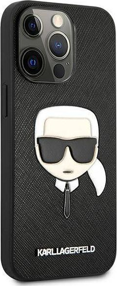 Kapak telefoni Karl Lagerfeld PU Saffiano Karl Head, për iPhone 13 Pro, i zi
