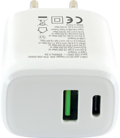 Karikues USB Techly IPW-USB-20WAC, 20W, me 2 porta USB dhe USB C, i bardhë