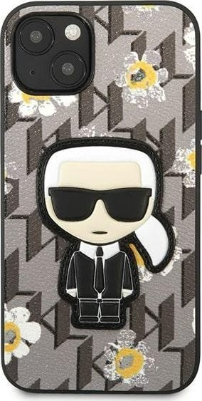 Kapak telefoni Karl Lagerfeld Flower Ikonik Karl, për iPhone 13 6.1", TPU, gri