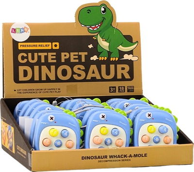 Lodër arcade Whack A Mole Dinosaur, me shkronja, edukative, blu