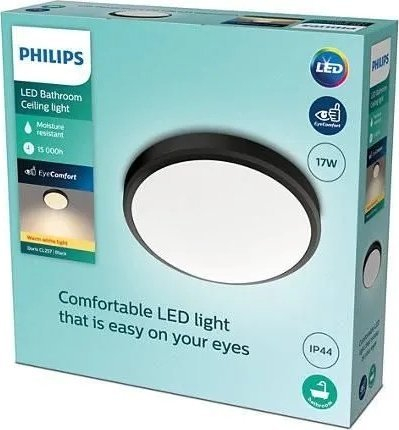 Llambë tavani Philips Doris LED, dritë e ngrohtë 2700K, 35 cm, e zezë