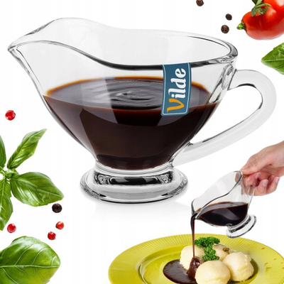 Enë salce Vilde Glass Sauce Boat, qelq transparent, me dorezë