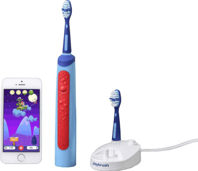 Furçë dhëmbësh elektrike për kalamaj Signal Playbrush Smart Sonic, me Bluetooth, me karikues, blu e kuqe