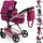 Karrocë lodër për kukulla Bayer City Baby Doll Pram, dorezë e rregullueshme, e kuqe