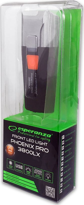 Llambë biçiklete Esperanza Phoenix Pro 3800LXX, e zezë