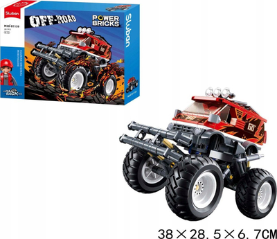 Lodër me kuba ndërtimi Sluban Off-road Power Bricks, 261 copa, makinë terreni, e kuqe
