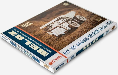 Set druri 3D EWA Eco-Wood-Art Mini Belaz, model kamion ndërtimi, montim pa ngjitës, dru natyral