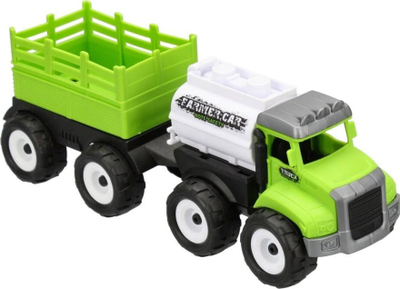 Kamion lodër Mega Creative Truck With Trailer, me rimorkio, plastik, i gjelbër