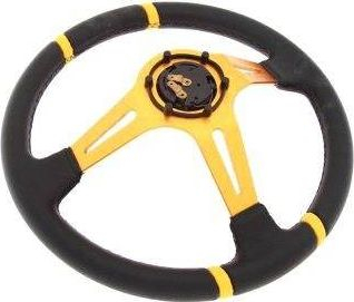 Timon sportiv MTuning Pro, 350mm, alumin, lëkurë e zezë