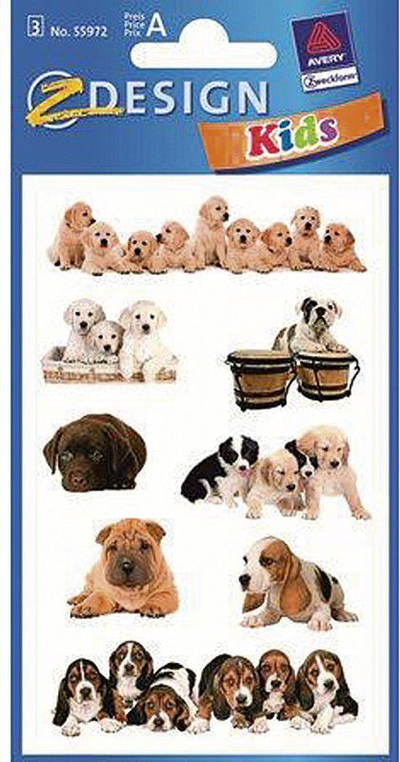 Stickers Z-Design me qen fotorealist, 76x120mm, 3 fletë, shumëngjyrëshe