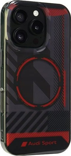 Kapak telefoni Audi IML Sport Hardcase, MagSafe, për iPhone 16 Pro 6.3", i kuq e i zi