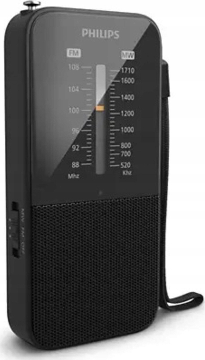 Radio portative Philips TAR1509, FM AM, me kufje, e zezë