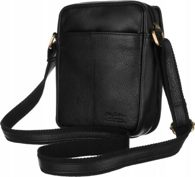 Çantë mashkullore Peterson Messenger, lëkurë natyrale, me rrip shpatulle, e zezë