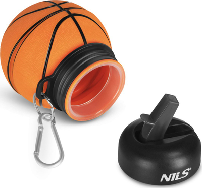 Shishe e palosshme silikoni Nils NC4104 Basketball, 550 ml, portokalli