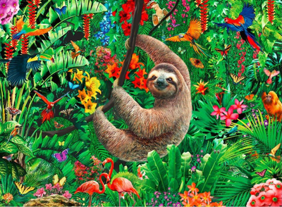 Puzzle Ravensburger Cosy Sloth, 300 copa XXL, për fëmijë 9+