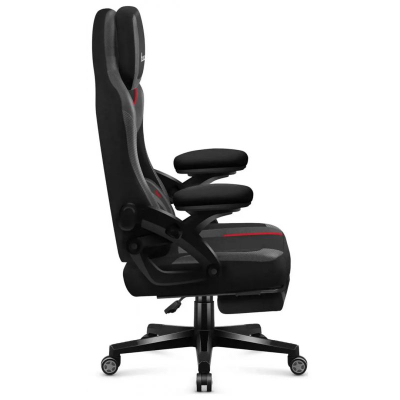 Karrige gaming Huzaro Force 4.6 Carbon, ergonomike, me mbajtëse për këmbët, e zezë