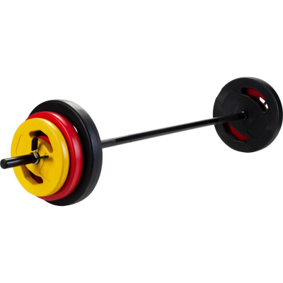 Set shtangë Pure2Improve Fitness Barbell P2I, 20 kg, me disqe çimentoje, shumëngjyrësh