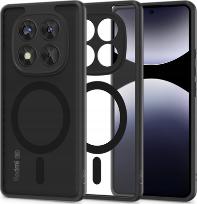 Kapak silikoni Tech-Protect Magmat MagSafe për Xiaomi Redmi Note 14 Pro 5G, TPU edhe polikarbonat, transparent i zi