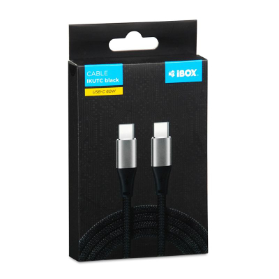 Kabllo USB Type C I-box, 60W PD QC, 1m, e zezë