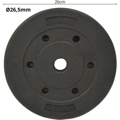 Disk peshe EB Fit beton, 5 kg, vrimë 28 mm, i zi