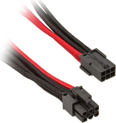 Kabllo zgjatimi PCIe Nanoxia 6+2 Pin, 30cm, e zezë me të kuqe