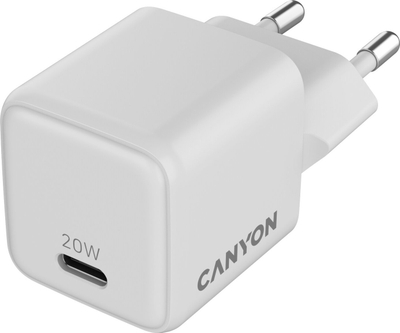 Karikues USB Canyon CU20C GaN, 20W, 1x USB C PD, i bardhë