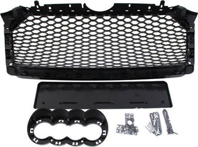 Grillë përparme MTuning Audi A4 B9 RS Style, plastike ABS, me PDC, e zezë me shkëlqim