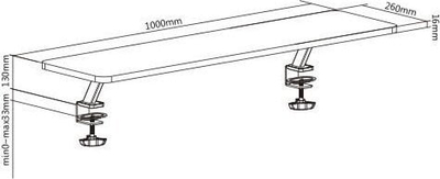 Raft monitori Mozos Clamp Dual Riser Stand, për 2 monitorë deri 32\", kapëse tavoline, ngjyrë e zezë