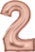 Balonë me folie numri 2, 86 cm, satin rose gold