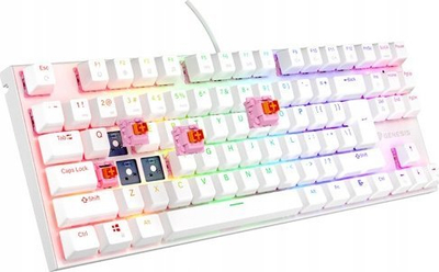 Тастатура Genesis Genesis Thor 303 TKL RGB Outemu Peach Silent, бела боја