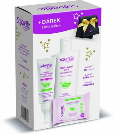 Set për kujdes intim Saforelle, xhel 250 ml + krem 40 ml + faculeta 10 copë + peshqir mëndafshi