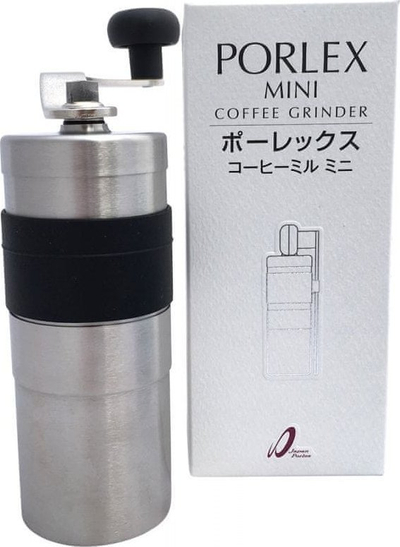 Mulli manual për kafe Porlex Mini II, gurë qeramikë, trup çelik inox, argjendtë