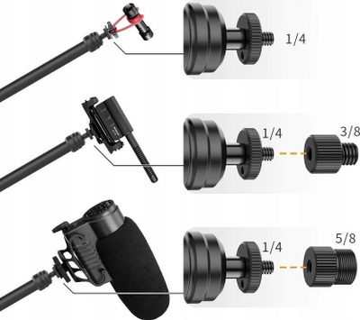 Mbajtës tavoline për studio Ulanzi LS08, rregullim deri 105 cm, kapacitet 1 kg, i zi