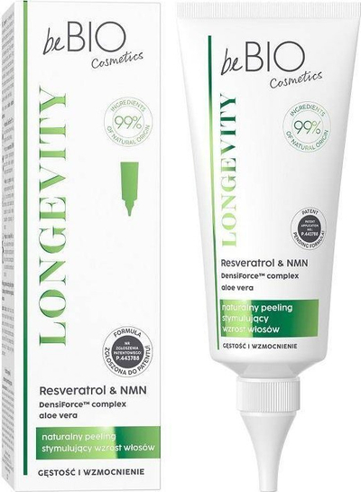 Peeling për skalpin e kokës BeBIO Longevity, natyral, që nxit rritjen e flokëve, 100 ml