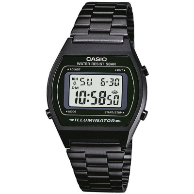 Orë digjitale Casio Vintage B640WB-1ADF, rezistente ndaj ujit, rrip metalik, e zezë