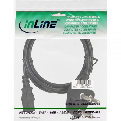 Kabllo rryme InLine 16652L, Type M ne IEC, 10A, 1.8m, e zeze