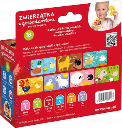 Puzzle edukativ Czuczu Couple Puzzle Kafshë Fshati, 7 pjesë, shumëngjyrësh