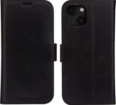 Këllëf telefoni Dbramante1928 Copenhagen për iPhone 15 Plus, lëkurë, folio, i zi