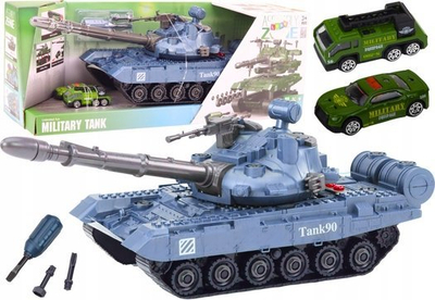 Lodër tank ushtarak Lean Toys DIY, për me ça e me ndërtu, me zëra, blu
