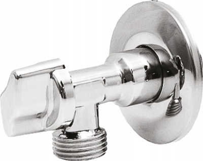 Valvul këndore për lavatriçe Perfekt A.PHA-055, 1/2" x 3/4", anti-gëlqere, argjendtë