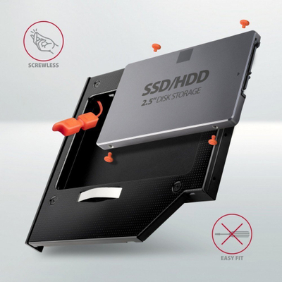 Kadi SSD HDD për laptop Axagon RSS-CD12, 2.5", SATA 6G, 12.7mm, i zi