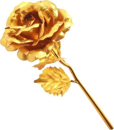 Trëndafil dekorativ AG774 Eternal Rose, metal 24K, me kuti dhurate, ngjyrë ari