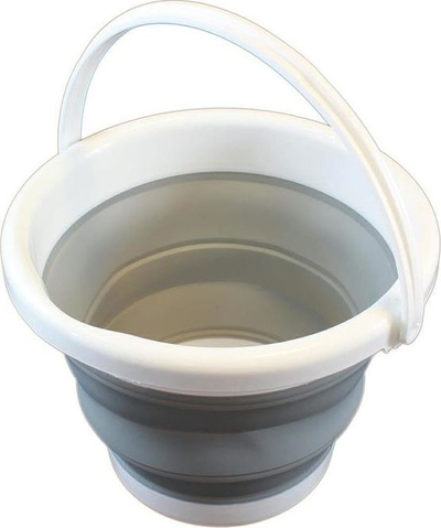 Kovë palosëse Silicone Bucket, 5L, silikon, bardh e gri