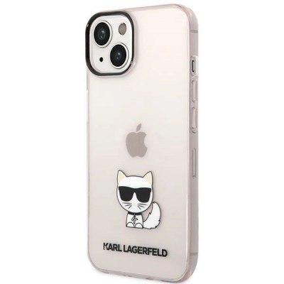 Kapak telefoni Karl Lagerfeld KLHCP14MCTTRI, iPhone 14 Plus, hardcase TPU, rozë transparente