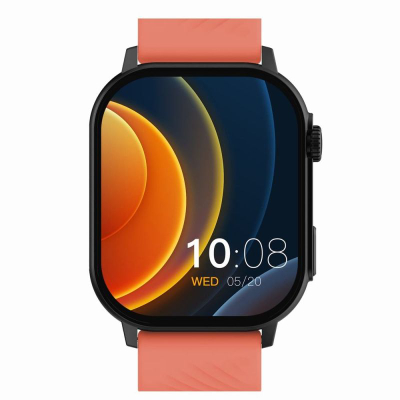 Smartwatch Gravity GT15-3, ekran 2.04", Bluetooth 5.0, i zi me rrip të kuq